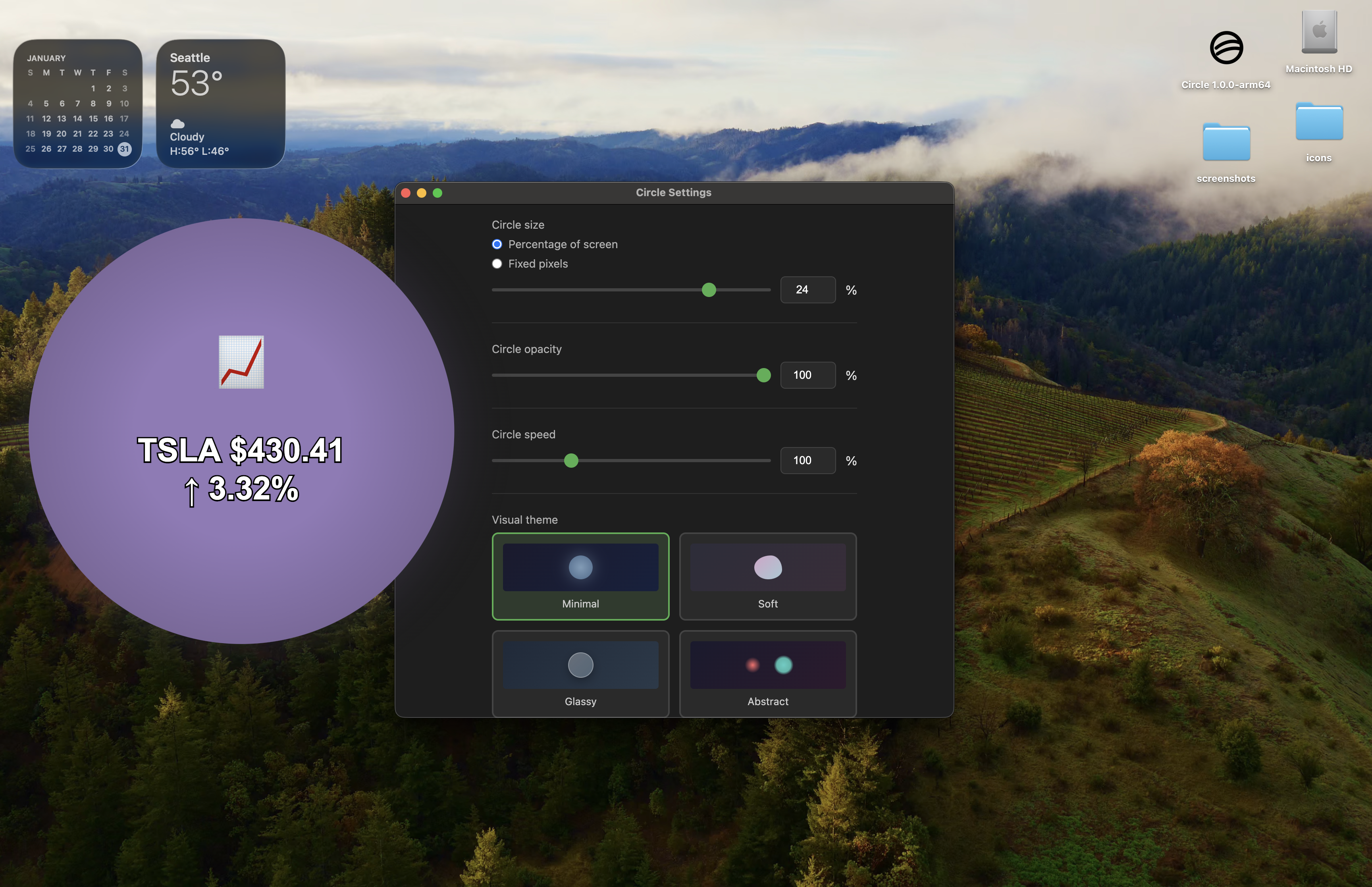 Minimal theme with stock ticker