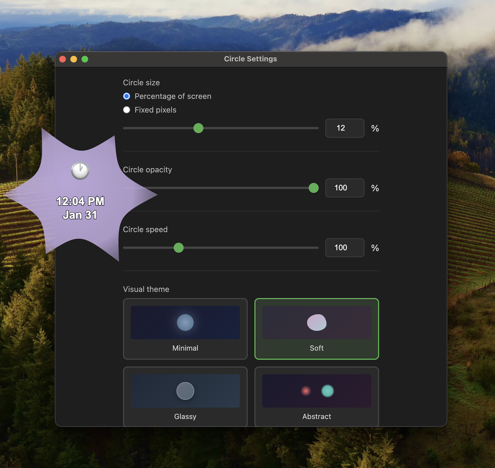 Soft theme with time display